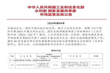 喜报！304永利集团荣登2024年重点用水企业、园区水效领跑者榜单